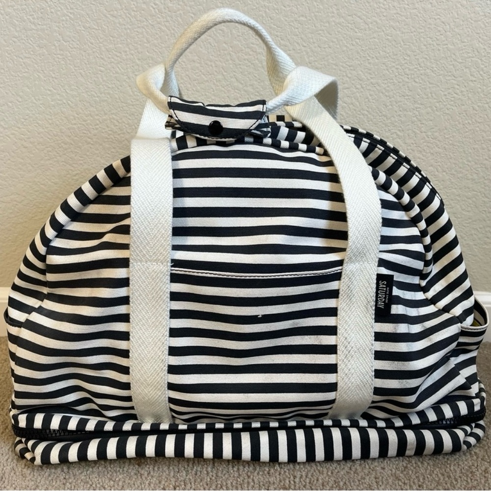 Kate Spade Saturday Large Striped Black & White Weekend Duffel Bag